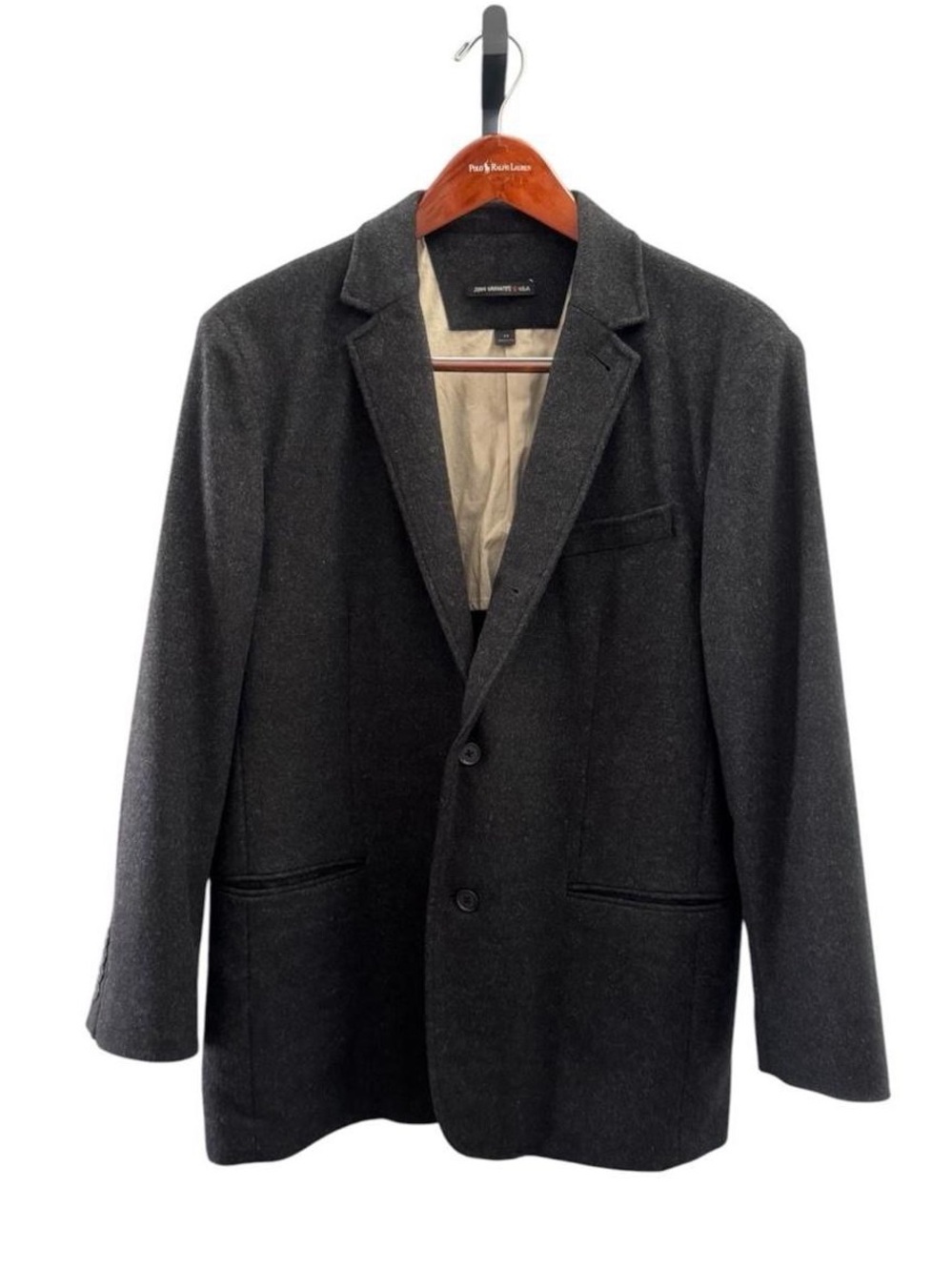 John Varvatos USA Wool Cashmere Blend Charcoal Blazer Jacket Mens Size 44